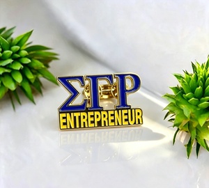Spilla da Bavero Personalizzabile SGRHO Sigma Gamma Rho per Avvocato, Consigliere Principale, Manager, Educatore, Numero Capitolo, Oro Blu Reale - Product Image 5