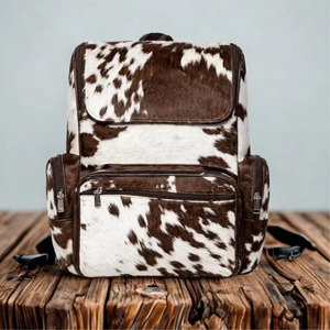 Premium cowhide leather hair school/college <b>backpacks</b> bulk supplier OEM custom branding export quality student bags worldwide - Product Image 4