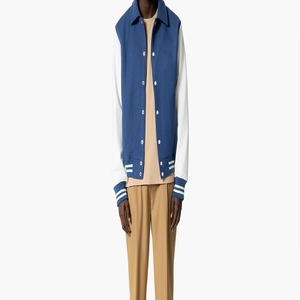 Chaqueta Varsity para Hombre con Bloques de Color, Cuello Alto, Estilo Béisbol, Deportiva, para Primavera, Impermeable, Resistente al Viento, Vintage - Product Image 4