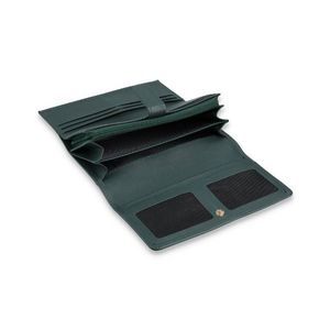 Elegant Emerald Green <b>Leather</b> Trifold Long <b>Wallet</b> Featuring Dual ID Windows Zipper Pocket Multi Slots and Cash Compartments - Product Image 5