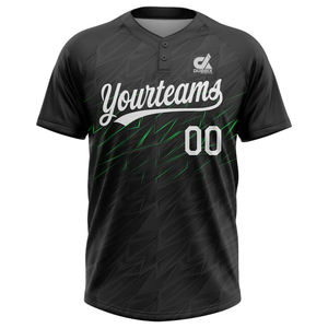 Maillot de baseball noir personnalisé 2025 avec motif éclair vert, patte de boutonnage, uniforme d'équipe, nom et numéro personnalisés, style professionnel - Product Image 6