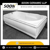 Baignoire encastrable rectangulaire en céramique SOON 1500 mm, style classique, blanche, pour salle de bain