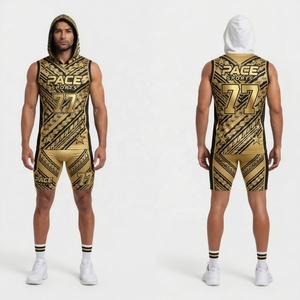 Uniforme de Fútbol Americano 7v7 para Hombre, Sublimado, Negro y Dorado, con Capucha Tribal Maorí, Conjunto de Spandex - Product Image 1