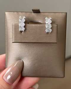 Oval Lab Diamond Huggie <b>Hoop</b> <b>Earrings</b> 14k 18k <b>Solid</b> Gold Prong Set Minimalist Bridal Wedding Luxury Classic Huggies Fine Jewelry - Product Image 3