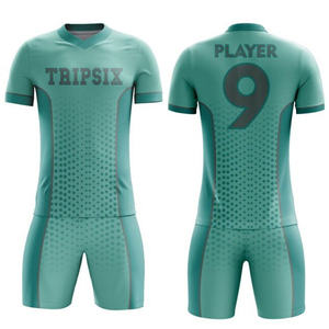 Ensemble maillot et short de football pour homme à prix réduit – Col en V, sublimé, anti-humidité, bleu et noir, 180g polyester, adulte, toutes saisons - Product Image 6