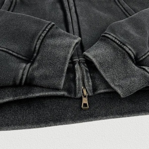 Sudadera Corta para Mujer con Logotipo Personalizado, Estilo Desgastado, Color Sólido, Manga Larga, Cierre Frontal con Cremallera, Bolsillo, 100% Algodón Tejido, Ropa Casual de Otoño - Product Image 6