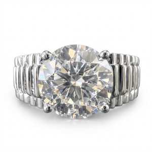 Bague en diamant de laboratoire de 5 carats, taille ronde |   Bague de fiançailles solitaire en or blanc 18 carats certifiée IGI - Product Image 1