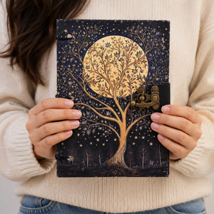 <b>A5</b> Tree Moon Handmade Paper Journal | Eco Friendly Hardcover Lock Diary <b>Notebook</b> with Artistic Nature Design Gift Set Writing - Product Image 4