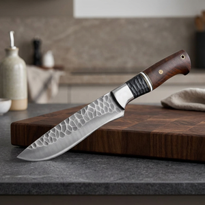 Cuchillo de caza hecho a mano con hoja de acero inoxidable forjado, mango de madera de palisandro y funda de cuero fino, cuchillo de camping, cuchillo EDC. - Product Image 2