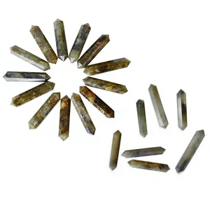 Labradorite naturelle à double terminaison, pointe crayon, 45-50mm, polie, hexagonale, pour pendentif en pierre précieuse DIY, vente en gros - Product Image 2