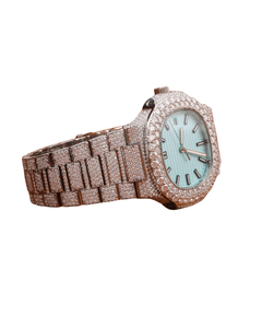 Heavy Duty Long Lasting Diamond <b>Watch</b> in White Gold for <b>Mens</b> Wedding and Partywear Lab Diamond <b>Watch</b> for Export Sale - Product Image 2