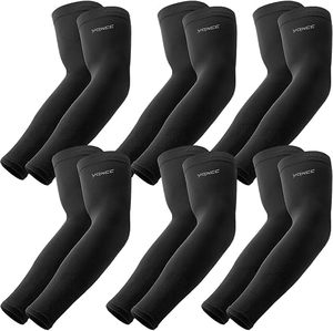 Manchons de compression rafraîchissants YONCC noirs pour hommes, en polyester solide, protection solaire, séchage rapide - Product Image 1