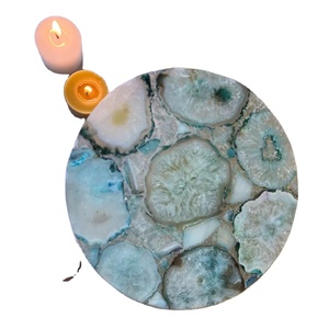 ที่วางเค้กอาเกตสองชั้นหรูหราทันสมัยพร้อมขอบทองเหลืองสีทองที่ใส่ขนมหวานกันน้ำสำหรับวันเกิดงานแต่งงาน - Product Image 6