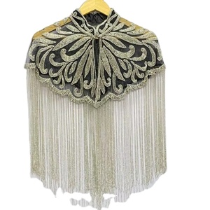 Poncho para Adultos Kushang Textile Designer, Bordado con Cuentas de Cristal, ODM, Antiestático, Tela de Organza de Seda/Cachemira/Acrílico, Hecho en India - Product Image 1