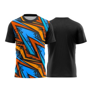 Maillot de football sublimé pour homme, imprimé géométrique bleu jaune noir, anti-humidité, coupe athlétique, manches courtes, toutes saisons - Product Image 2