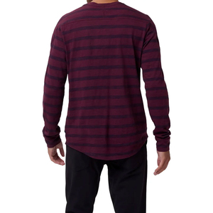 Camiseta de Manga Larga a Rayas Borgoña para Hombre, Cuello Redondo, Tejido de Punto, Corte Regular, Estilo Casual - Product Image 6