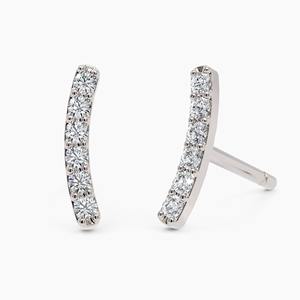 Elegantes Pendientes de Barra Curva con Diamantes Cultivados en Laboratorio de Oro de 14K, Joyería Minimalista para Hélix, Delicados para Uso Diario, Regalo para Mujer - Product Image 2