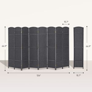 8-Panel 5.6FT Tall Traditional Folding Room Divider <b>Screen</b> Privacy <b>Screen</b> Partition for Home Office Free-<b>standing</b> Charcoal Gray - Product Image 3