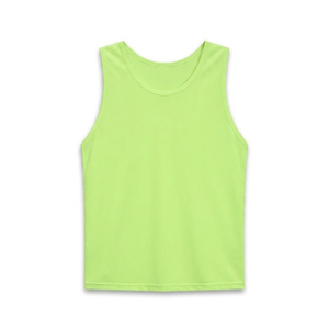Débardeur unisexe vert lime sans manches, col rond, 100 % polyester, anti-humidité, vêtement d'été, coupe classique, couleur unie - Product Image 2
