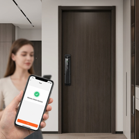 Serrure intelligente en alliage d'aluminium de qualité supérieure, identification faciale 3D, empreinte digitale, moniteur visuel de 4,5 pouces, interphone, application Tuya, commande à distance, porte en bois