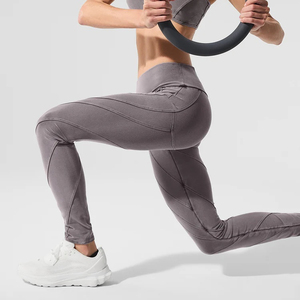 Pantalones de yoga personalizables al por mayor, tallas grandes, transpirables, ecológicos, leggings deportivos para montar, leggings a cuadros con cintura elástica - Product Image 1