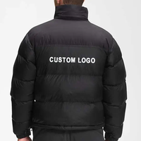Blouson matelassé noir pour homme, col montant, fermeture éclair, coupe-vent, épais, hiver, décontracté, coupe régulière, rembourrage en coton, devant