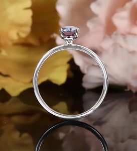 Oval Cut Alexandrite 14K Rose Gold Plated Sterling Silver Vintage Engagement Ring with Color <b>Change</b> Gemstone for Women - Product Image 5
