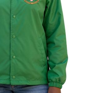 Green Women Snap Front <b>Coach</b> Jacket with Green Embroidered Crest Long Sleeve Casual Lightweight Outerwear Comfortable Daily Wear - Product Image 4