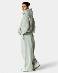 Ensemble de survêtement 2 pièces pour femme, coupe décontractée, 100% coton, imprimé délavé à l'acide, pour l'hiver, taille élastique, doublure intérieure - Product Image 5