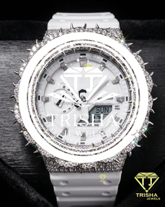 VVS Moissanite <b>Diamond</b> Crown Thorn Bezel <b>Watch</b> in 925 Sterling Silver White Luxury Timepiece - Product Image 5