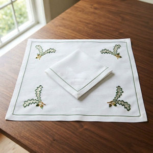 Custom Wholesale Embroidery Almond Placemat&Napkin Set Home Restaurant Cotton Mats <b>Table</b> Decoration Holidays Events - Product Image 3