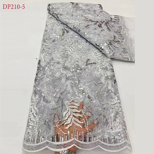 Dp210 Màu Xanh Lá Cây Phi Vải 2023 Chất Lượng Cao Nigeria Ren Vải Với Sequins Pháp Cho Bên Váy - Product Image 5