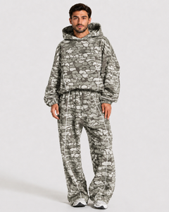 Pantalon de jogging surdimensionné pour homme, camouflage contrasté, en molleton de coton premium, respirant, streetwear décontracté, pantalon de survêtement pour homme - Product Image 4
