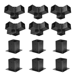 Kit Pergola 4x4 pollici Travi in legno 3.5x3.5 pollici 3 vie (4 pezzi) 4 vie (2 pezzi) staffe per Gazebo 6 basi per pergolati da esterno - Product Image 1