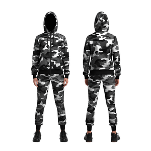 Ensemble de survêtement unisexe à imprimé camouflage, sweat-shirt à capuche zippé et pantalon, vêtements de sport décontractés, tenue d'automne - Product Image 1