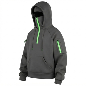 Custom Logo Men's Heavyweight Washed Zip Up Hoodie Thermal <b>Fleece</b> <b>Lined</b> Cotton Polyester Streetwear <b>Jacket</b> Wholesale - Product Image 3