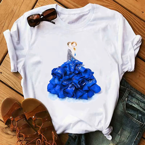 เสื้อยืดพิมพ์ลายดอกกุหลาบสีแดง แฟชั่นสำหรับผู้หญิง เสื้อยืดแขนสั้น ผ้าเจอร์ซีย์คอตตอนทรงปกติ ใส่สบายช่วงฤดูร้อน พร้อมลายดอกทานตะวัน - Product Image 5