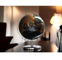 Globe terrestre de qualité supérieure avec support en argent et base en marbre pour une utilisation en classe
