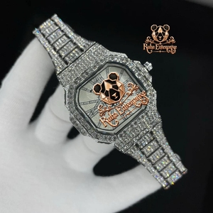 Luxury <b>Mens</b> Moissanite Diamond Stainless Steel Wristwatch with Crystal Detailed Dial Durable Metal Bracelet Distinctive - Product Image 4