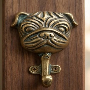 Vintage Cast Iron Pug Wall <b>Hook</b> <b>Decorative</b> Animal Face Design Single <b>Coat</b> Hanger Rust Resistant Self-Adhesive Wall Mounted - Product Image 3