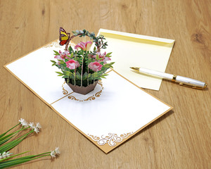 Diseño personalizado y fabricación de tarjetas de flores 3D para agradecer o feliz cumpleaños desde Vietnam HMG - Product Image 4