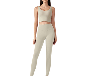 Yoga Set Solid High Waist Seamless Workout <b>Clothing</b> Plus Size 2-Piece Sweat-Wicking Four-Way Stretch Designed Sweat Free Comfort - Product Image 2