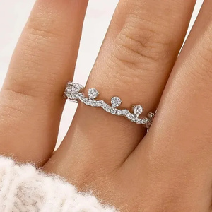 Premium Design 925 Moissanite 0.6 Carat Brilliant Cut Unique Eternity <b>Crown</b> Shaped Women's Classic Wedding Band Sterling Silver - Product Image 6