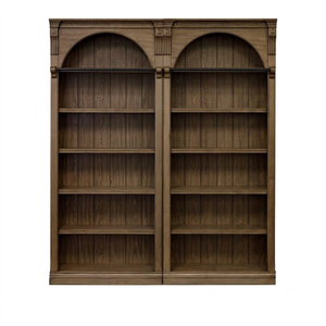 Luxury <b>Solid</b> Teak <b>Wood</b> Large <b>Bookcase</b> Wall Arched Double Alcove Grand Library Bookshelf for Office - Product Image 1