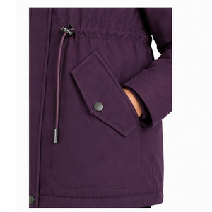 Veste utilitaire rose avec cordon de serrage à la taille et poche plaquée, tissu tissé, couleur unie, vêtements d'extérieur pour femmes - Product Image 5