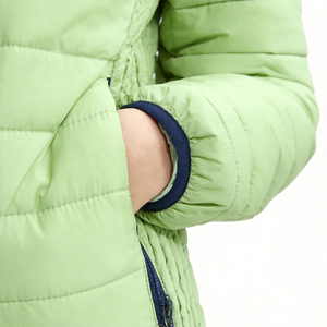 Chaqueta acolchada verde claro para mujer, con cuello alto y cierre de cremallera, para invierno - Product Image 3
