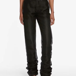 Pantalones Jogger de Forro Polar Transpirable para Mujer, Corte Holgado, con Logotipo Personalizado, Cintura Media, Diseño Casual de Frente Plano para Invierno, Teñido Liso - Product Image 1