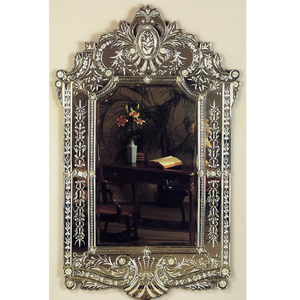 Miroir mural antique de style baroque vénitien |   Miroir en verre de luxe design avec cadre orné pour salon, entrée et décoration d'hôtel - Product Image 1
