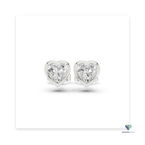 Ensemble de bijoux en or blanc 2,50 carats avec diamants de laboratoire en forme de cœur, serti clos en or 14 carats, comprenant un pendentif cœur et des boucles d'oreilles clous, bijoux fins - Product Image 5