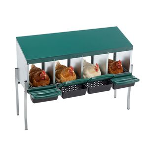 Nido per Galline in Metallo Resistente con Vassoio Rimovibile a 4 Fori e 4 Gambe per la Deposizione delle Uova - Product Image 3